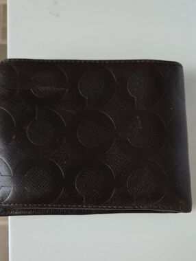 Coach Men's Card & Key Holder Brown Signature Leather